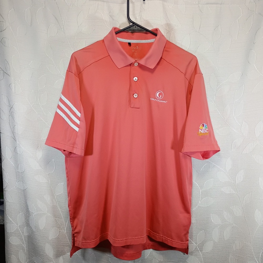 Adidas ClimaCool Golf Polo Shirt Mens Size M Coral Pink NBC Sports Golf Channel